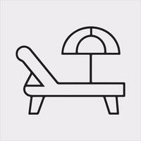 Sunbed icon Thin linear sunbed silhouette on white background vector