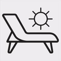 Sunbed icon Thin linear sunbed silhouette on white background vector