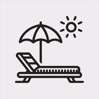 Sunbed icon Thin linear sunbed silhouette on white background vector