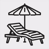 Sunbed icon Thin linear sunbed silhouette on white background vector