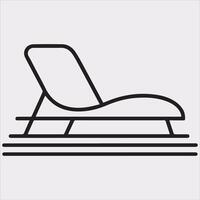 Sunbed icon Thin linear sunbed silhouette on white background vector