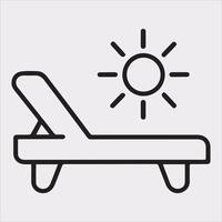 Sunbed icon Thin linear sunbed silhouette on white background vector