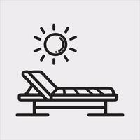Sunbed icon Thin linear sunbed silhouette on white background vector