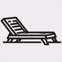 Sunbed icon Thin linear sunbed silhouette on white background vector