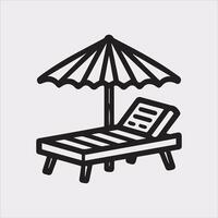 Sunbed icon Thin linear sunbed silhouette on white background vector