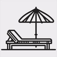 Sunbed icon Thin linear sunbed silhouette on white background vector