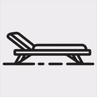 Sunbed icon Thin linear sunbed silhouette on white background vector