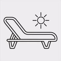 Sunbed icon Thin linear sunbed silhouette on white background vector