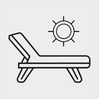 Sunbed icon Thin linear sunbed silhouette on white background vector