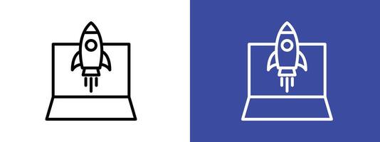 Rocket Spaceship Startup icon logo sign set outline vector
