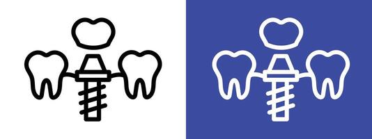 dental implantes icono logo firmar conjunto contorno vector