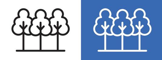 Forest and park trees logo sign set outline vector