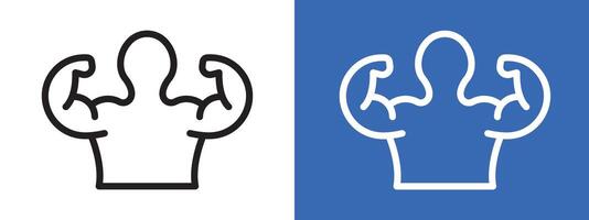 Man have strong muscles logo sign set outline vector