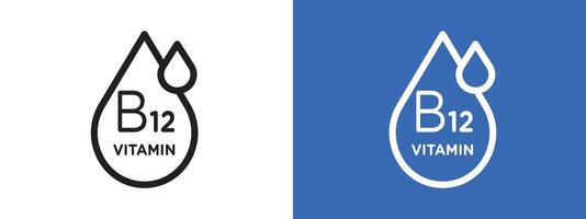 Vitamin B12 drop logo sign set outline vector