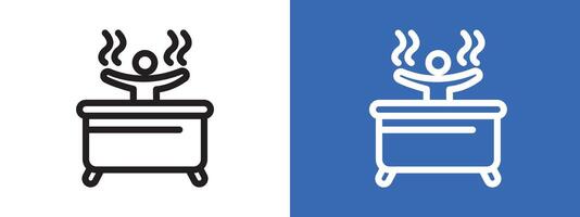 Man relaxing in jacuzzi logo sign set outline vector