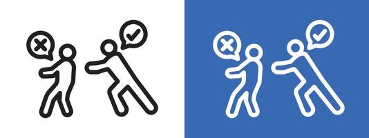 Man pushing another person logo sign set outline vector