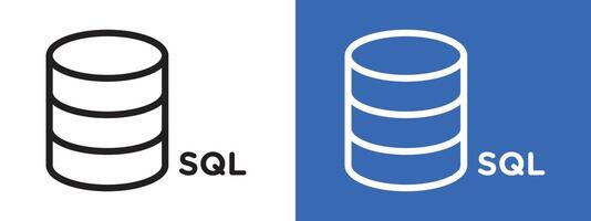 SQL server logo sign set outline vector