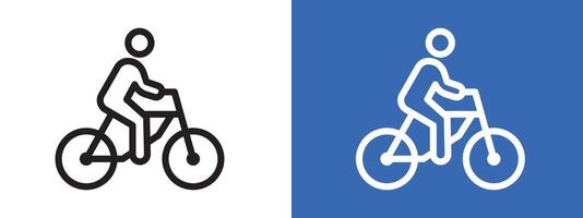 Man on bicycle logo sign set outline vector