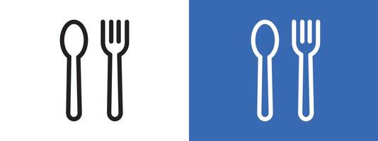 spoon and fork logo sign set outline vector