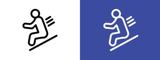 Man slide on slope logo sign set outline vector