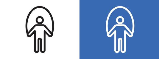 Man jumping with skipping rope logo sign set outline vector