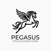Pegasus horse logo in mono line style, creatively designed as a graphic symbol vector