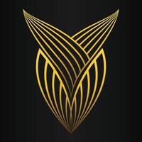 beautiful golden flower petal on black background vector