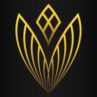 beautiful golden flower petal on black background vector