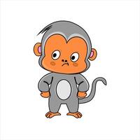 a cartoon monkey with a curious expression vector