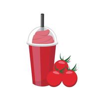 Tomato flavored fruit smoothie with cream isolated on white background vector