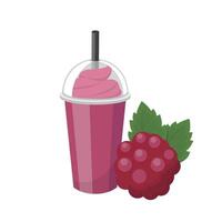 Raspberry or berry flavored fruit smoothie with cream isolated on white background vector