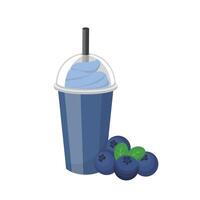 Blueberry flavored fruit smoothie with cream isolated on white background vector