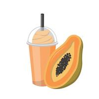 Papaya flavored fruit smoothie with cream isolated on white background vector