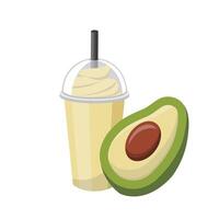 Avocado flavored fruit smoothie with cream isolated on white background vector