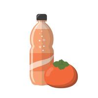 Persimmon flavored fruit soda or juice or carbonated drink isolated on white background vector