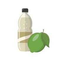 Lemon flavored fruit soda or juice or carbonated drink isolated on white background vector