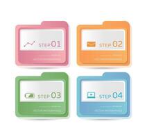 Business infographic, 4 step chart with business icons, template for web design vector