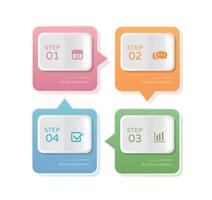 Business infographic, 4 step chart with business icons, template for web design vector