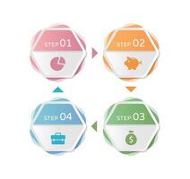 Business infographic, 4 step chart with business icons, template for web design vector