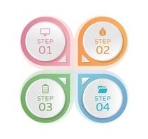 Business infographic, 4 step chart with business icons, template for web design vector