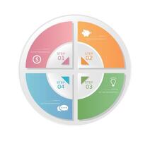 Business infographic, 4 step chart with business icons, template for web design vector
