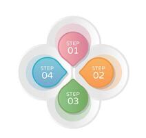 Business infographic, 4-step chart with business icons, template for web design vector