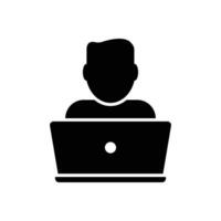 Person Working on Laptop Computer IconWeb vector