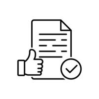 approval icon, document accredited, authorized agreement, thin line symbol for web and mobile phone on white backgroundWeb vector