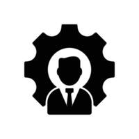 Man in gear icon. Man and cog sign. Flat illustration. vector