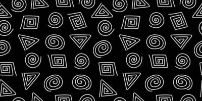 Abstract black white background, geometric pattern. Shapes, spiral, circle. Seamless background, texture. vector