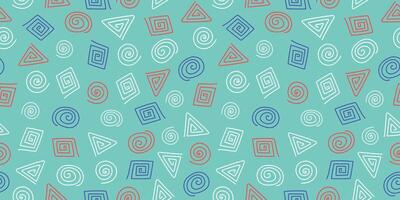 Abstract multicolored pattern. Simple creative geometric background. Shapes, spiral, circle. Seamless texture, wallpaper decor. vector