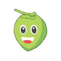 Cartoon illustration of a green coconut with a thumbs up hand, showing a cheerful and funny facial expression. This image is perfect for use in various design projects, such as merchandise, posters, s vector
