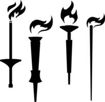 torches silhouette Isolated torch on white background vector