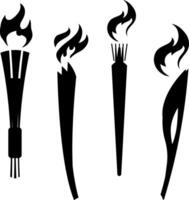 torches silhouette Isolated torch on white background vector